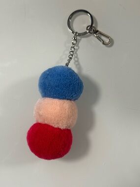 Nordstrom Blue Peach Red Pom Pom Keychain/Keyring Bag Charm
